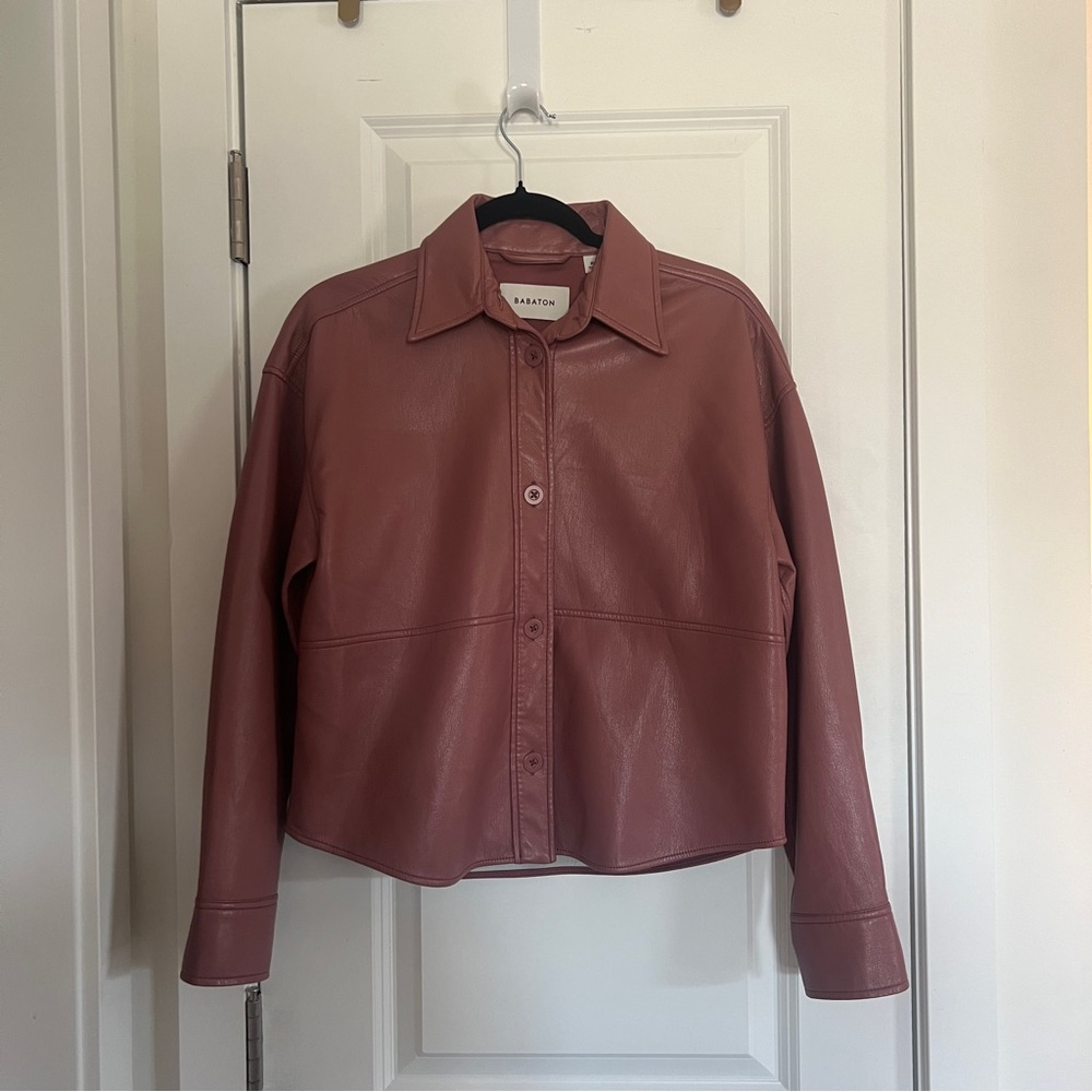 Aritzia Babaton Mauve Vegan Leather Pelli Shirt Jacket - Picture 3 of 10